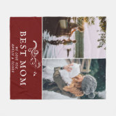 最高の母モダン葉2カスタム枚 フリースブランケット (正面(横))