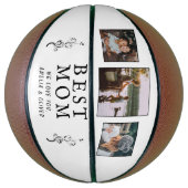 最高の母モダン葉3カスタム枚 バスケットボール (縦)