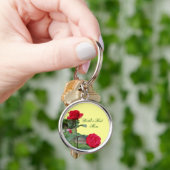 最高の母レッドローゼフラワーキーチェーン キーホルダー (手)