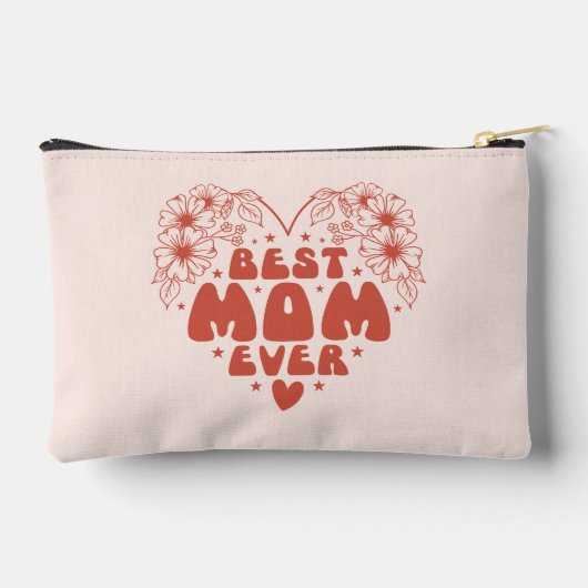 最高の母レトロフローラ赤い母の日 アクセサリーポーチ (裏面)