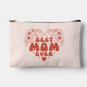 最高の母レトロフローラ赤い母の日 アクセサリーポーチ (正面)