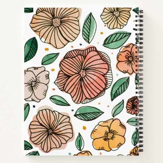 最高の母ヴィンテージ水彩及びインク花 ノートブック (裏面)