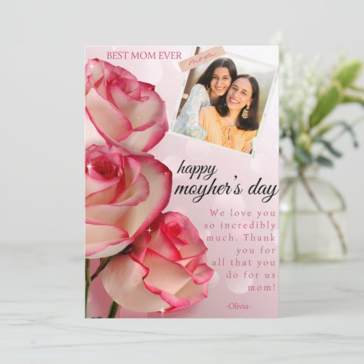 最高の母今まで可愛い写真幸せな母の日のフレア シーズンカード (スタンド正面)