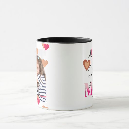 最高の母今まで、写真テンプレートラブリーハートコーヒー マグカップ (中央)