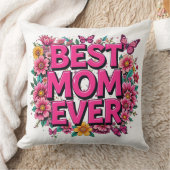 最高の母引用文蝶ピンクの花 クッション (ブランケット)