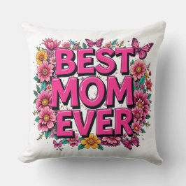 最高の母引用文蝶ピンクの花 クッション