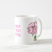 最高の母日のピンク牡丹ブーケ母の日 コーヒーマグカップ (正面右)