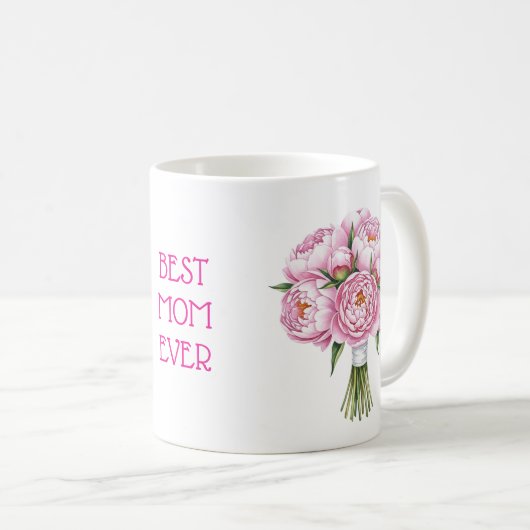 最高の母日のピンク牡丹ブーケ母の日 コーヒーマグカップ (正面右)