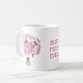 最高の母日のピンク牡丹ブーケ母の日 コーヒーマグカップ (正面左)