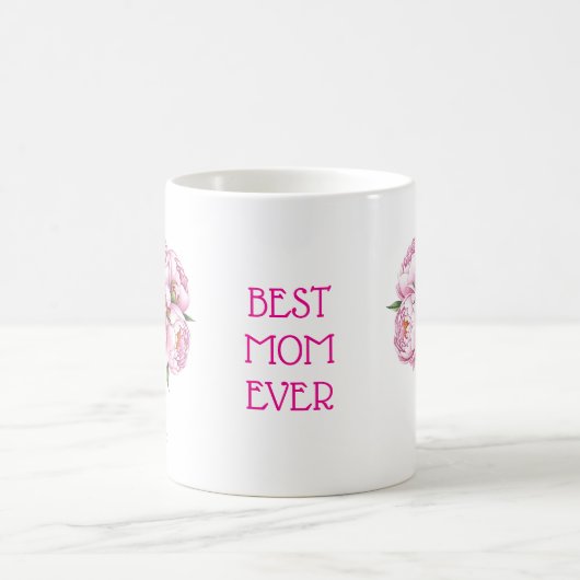 最高の母日のピンク牡丹ブーケ母の日 コーヒーマグカップ (中央)