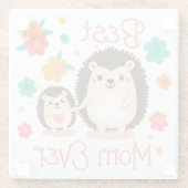 最高の母母とベビーハリネズミ ガラスコースター (裏面)