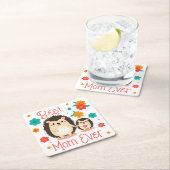 最高の母母とベビーハリネズミ スクエアペーパーコースター (インサイチュ)