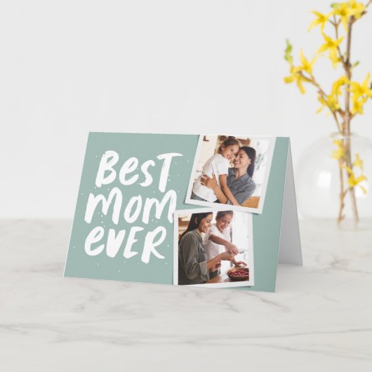 最高の母母のトレンディー写真セージ緑の母の日 カード (黄色い花)