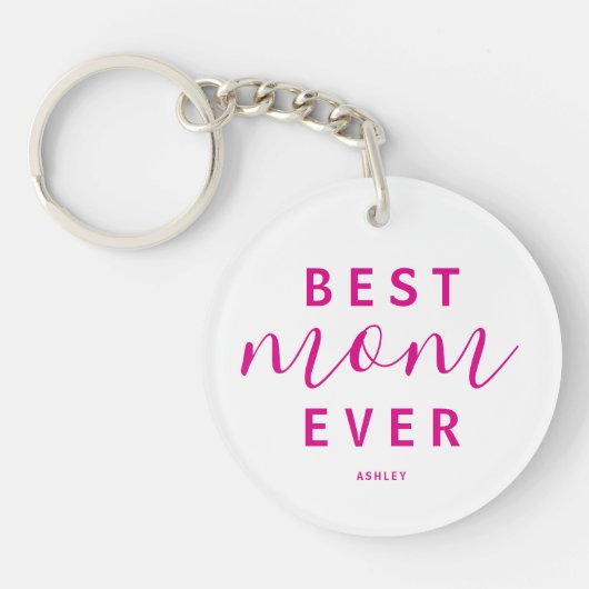 最高の母母の日にホットピンクの台本の写真 キーホルダー (正面)