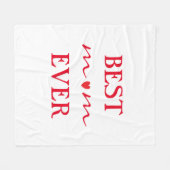 最高の母母の日の贈り物赤いハートホワイト フリースブランケット (正面(横))