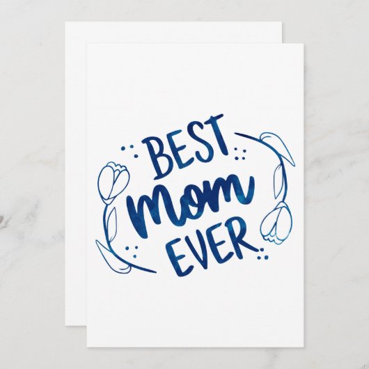 最高の母母の日ブルーフローラギフトアイディア 招待状 (正面/裏面)