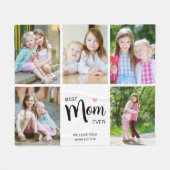 最高の母母の日ホワイトフォトコラージュ フリースブランケット (正面(横))