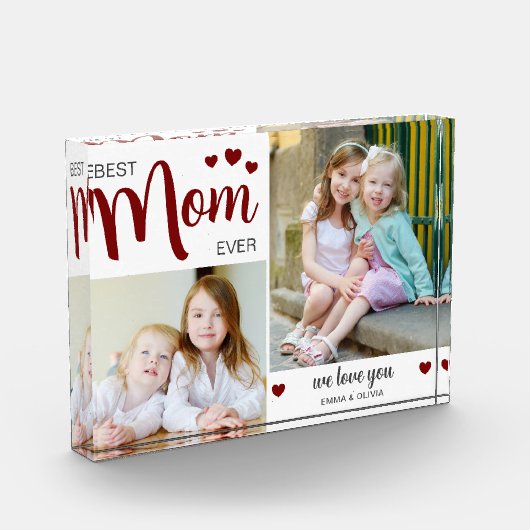 最高の母母の日深い赤 フォトブロック (左)