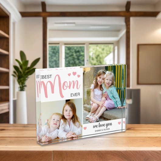 最高の母母の日赤面ピンク フォトブロック