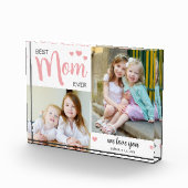 最高の母母の日赤面ピンク フォトブロック (右)