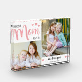 最高の母母の日赤面ピンク フォトブロック (左)