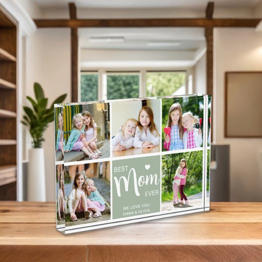 最高の母母の日Sage緑のフォトブロック フォトブロック