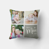 最高の母母の日Sage緑の写真コラージュ クッション (裏面)