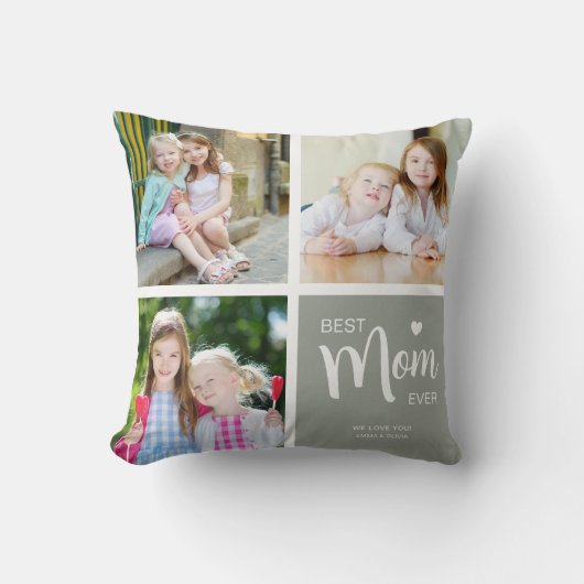 最高の母母の日Sage緑の写真コラージュ クッション (正面)