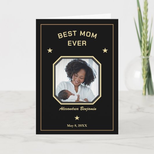 最高の母母の母の家族の写真金ゴールド黒 カード (正面)