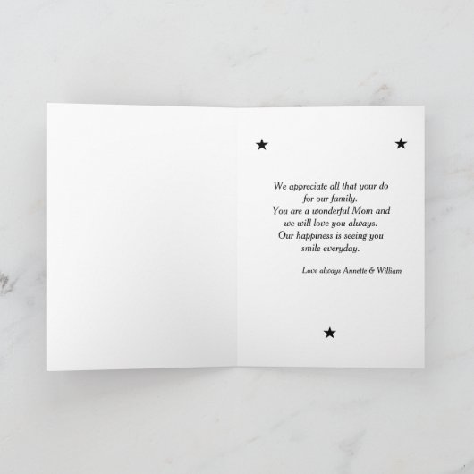 最高の母母の母の家族の写真金ゴールド黒 カード (内部)