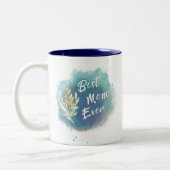 最高の母母の母の水の色のフローラブルーマグ ツートーンマグカップ (左)