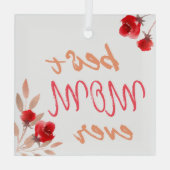 最高の母母は常に赤いバラの水の色の母 ガラスオーナメント (裏面)