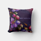 最高の母母エバーパープルウォーター色グレープつる植物 クッション (正面)