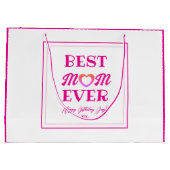 最高の母母エバーピンクハートタイポグラフィ母の日 ラージペーパーバッグ (裏面)