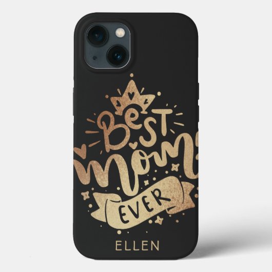 最高の母母エバーブラック金ゴールド名前をカスタムする母の日 Case-Mate iPhoneケース (裏面)