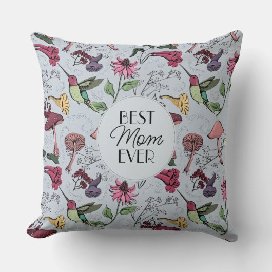 最高の母母エバーライトブルーフローラハミングバード クッション (正面)