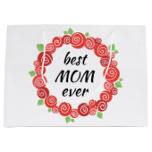 最高の母母エバーレッドローズリース春かわいいフローラ ラージペーパーバッグ (正面)