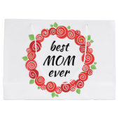 最高の母母エバーレッドローズリース春かわいいフローラ ラージペーパーバッグ (裏面)