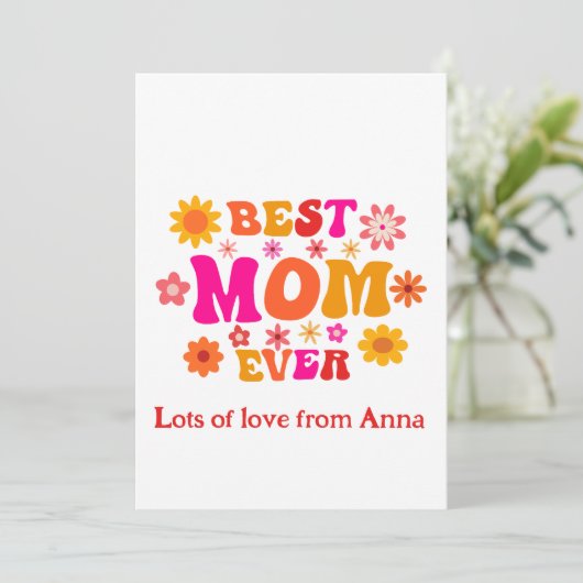 最高の母母エバーレトログルーヴィーフローラ母の日 カード (スタンド正面)