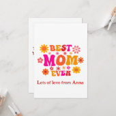 最高の母母エバーレトログルーヴィーフローラ母の日 カード (正面/裏面インサイチュ)