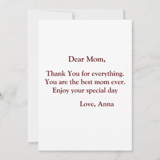 最高の母母エバーレトログルーヴィーフローラ母の日 カード (裏面)