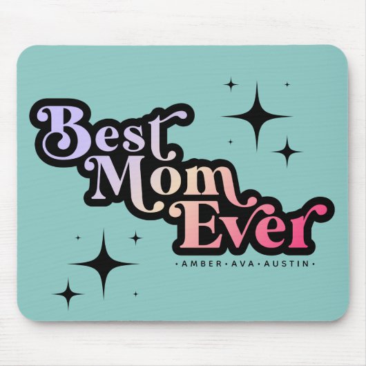 最高の母母ママ母ママ子供の名前レトロピンク マウスパッド (正面)