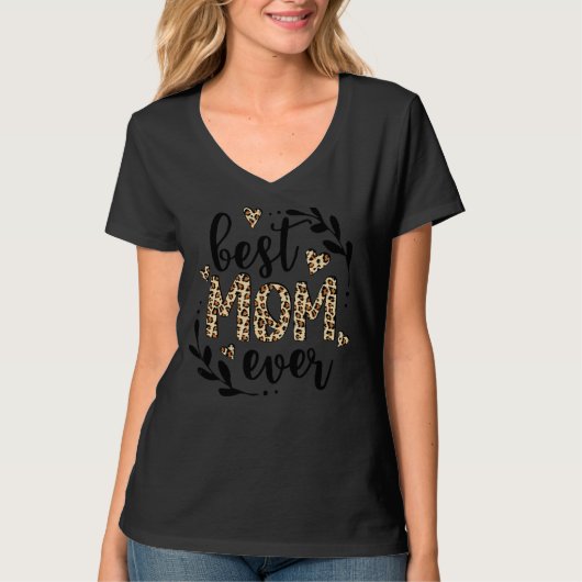 最高の母母Ever Women Leopard Decor Mommy Tシャツ (正面)