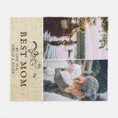 最高の母素朴葉2カスタム枚の写真 フリースブランケット (正面(横))