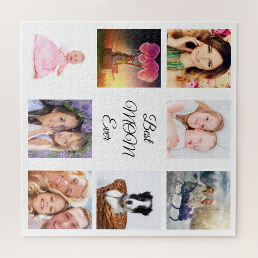 最高の母親が写真を撮った白いコラージュ ジグソーパズル (横)