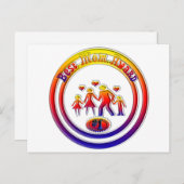 最高の母賞レインボー・ファミリー ポストカード (正面/裏面)