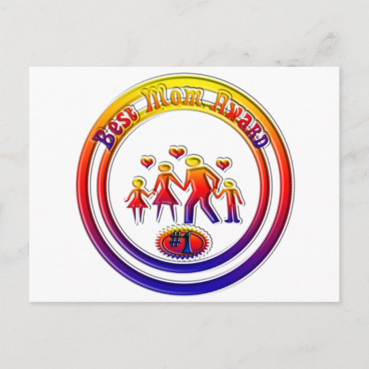 最高の母賞レインボー・ファミリー ポストカード (正面)