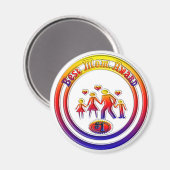 最高の母賞レインボー・ファミリー マグネット (正面/裏面)