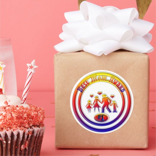 最高の母賞レインボー・ファミリー ラウンドシール (パーティー)