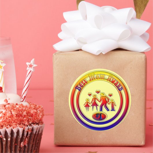 最高の母賞レインボー・ファミリー ラウンドシール (パーティー)